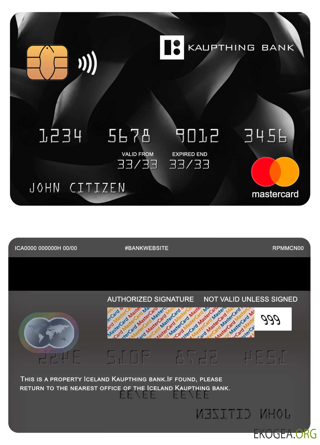 Mastercard de la banque Islande Kaupthing